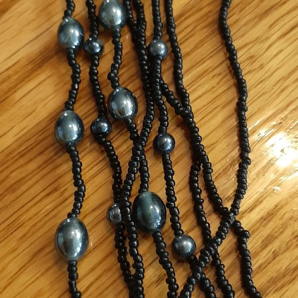 NWT Fantasia Black Beaded Necklace and Earring Set
